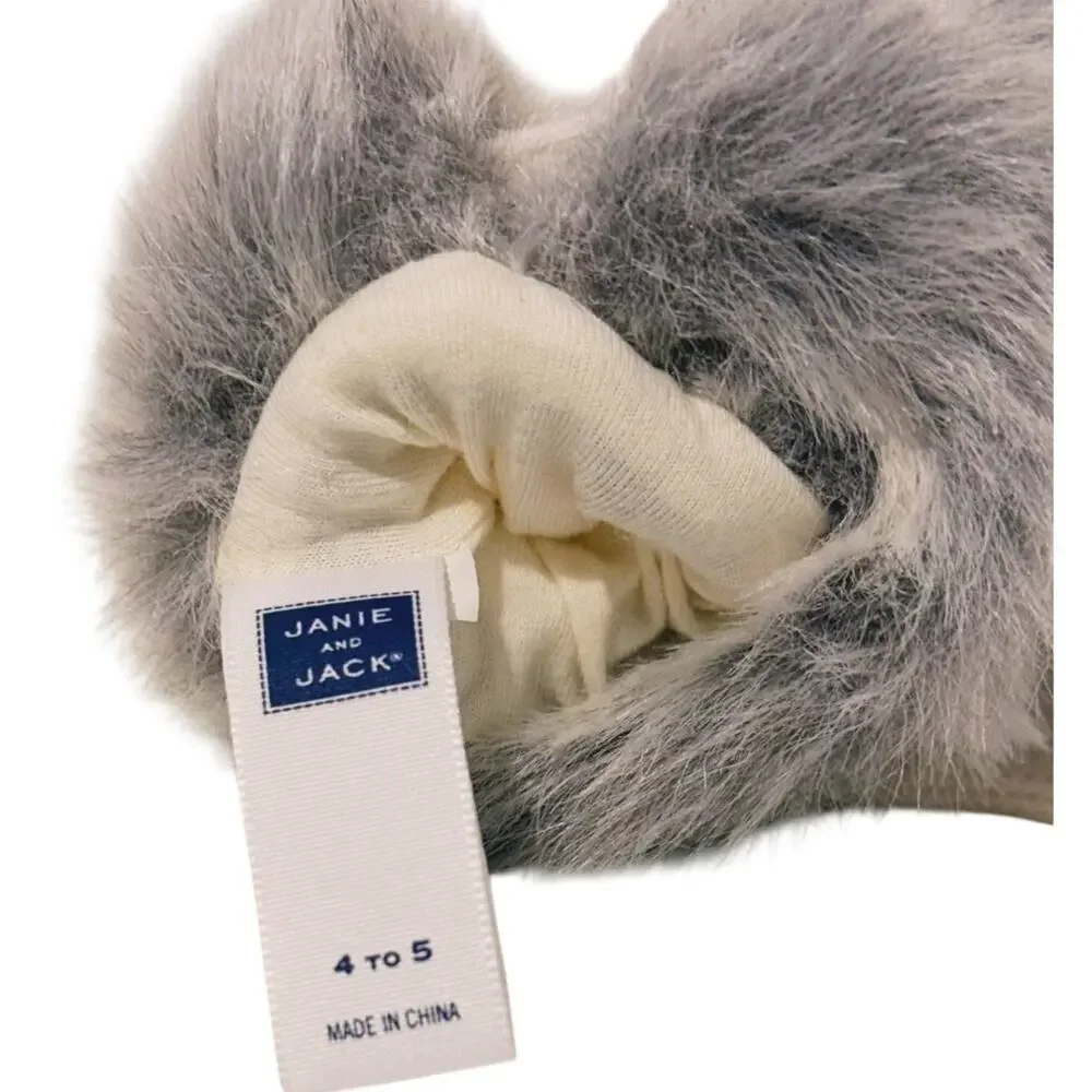 NWT Janie & Jack Toddler Child Fur Lined Mittens Age 4-5 years Winter Cozy Warm